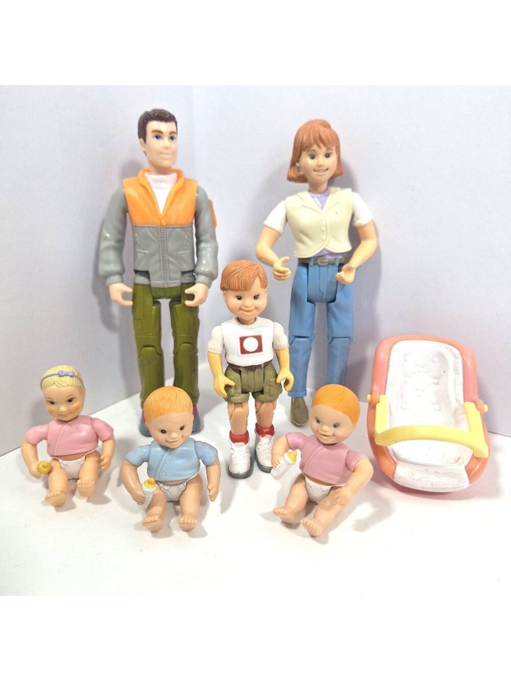 Loving Family 1998 Mom Kids Figures 2004 Dad Lot Triplet Twins Babies